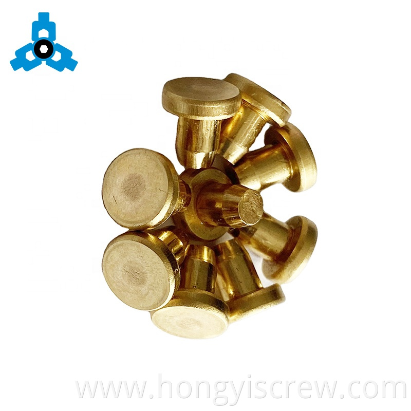 Solid Blind Rivets Brass Flat Round Head Metal Pin OEM Stock Support